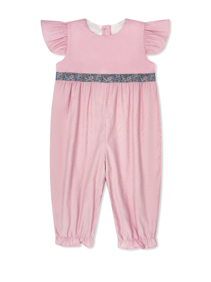 Angel Romper - Princeton Pink Corduroy with Middletown Floral Ribbon | Lullaby Set