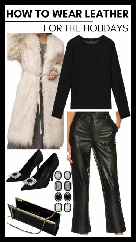How to style leather ankle pants for  holiday parties!  For more holiday style inspo for your leather, check out our recent blog post => https://effortlesstyle.com/3-ways-to-wear-leather-for-the-holidays/

#LTKstyletip #LTKHoliday #LTKparties