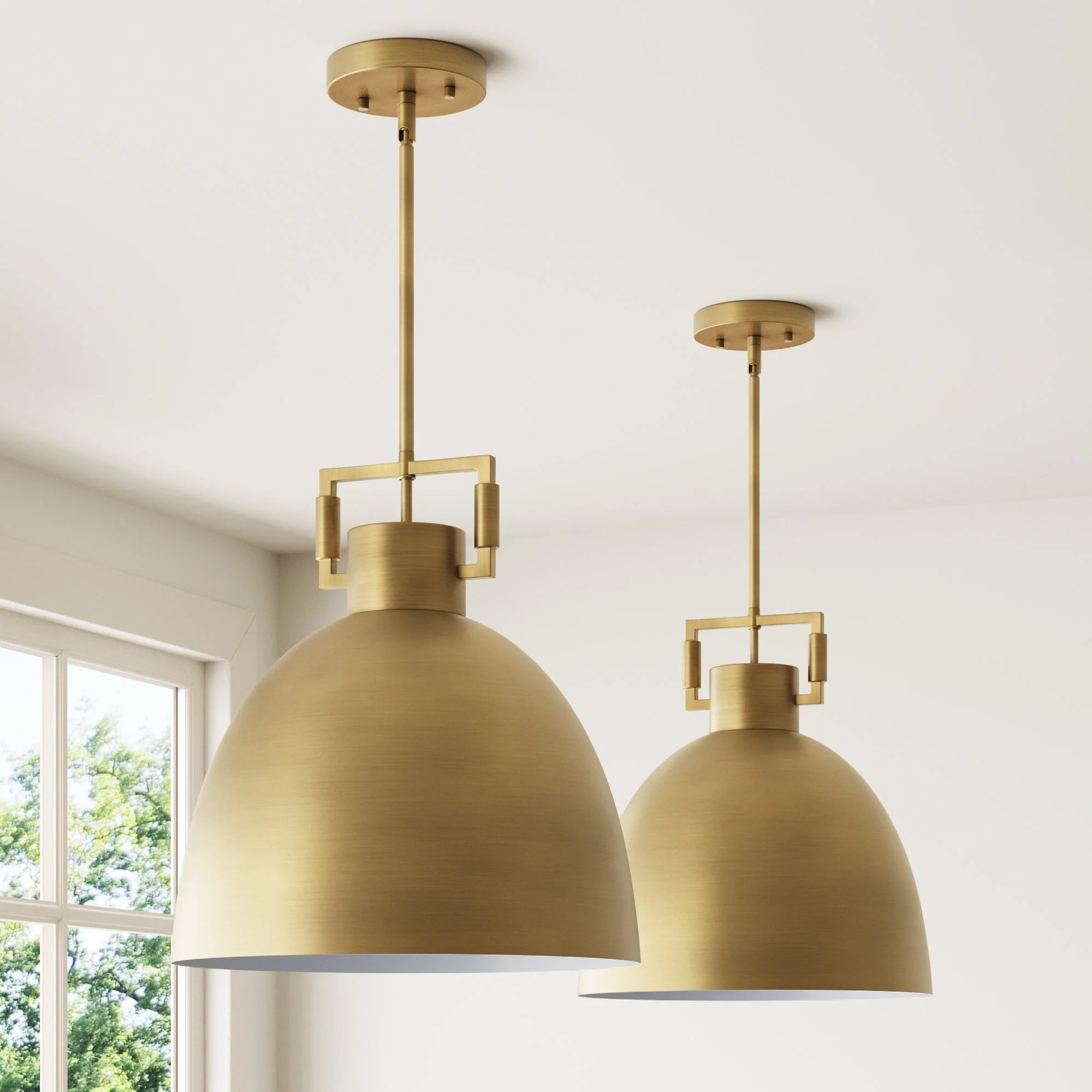 Metal Dome Pendant Lights Brass (Set of 2) | Nathan James
