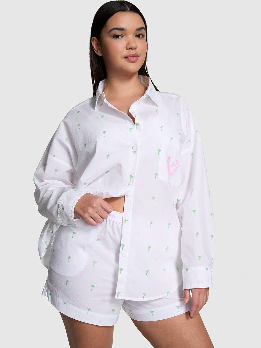Cotton Poplin Oversized Button-Down Sleepshirt | Victoria's Secret (US / CA )