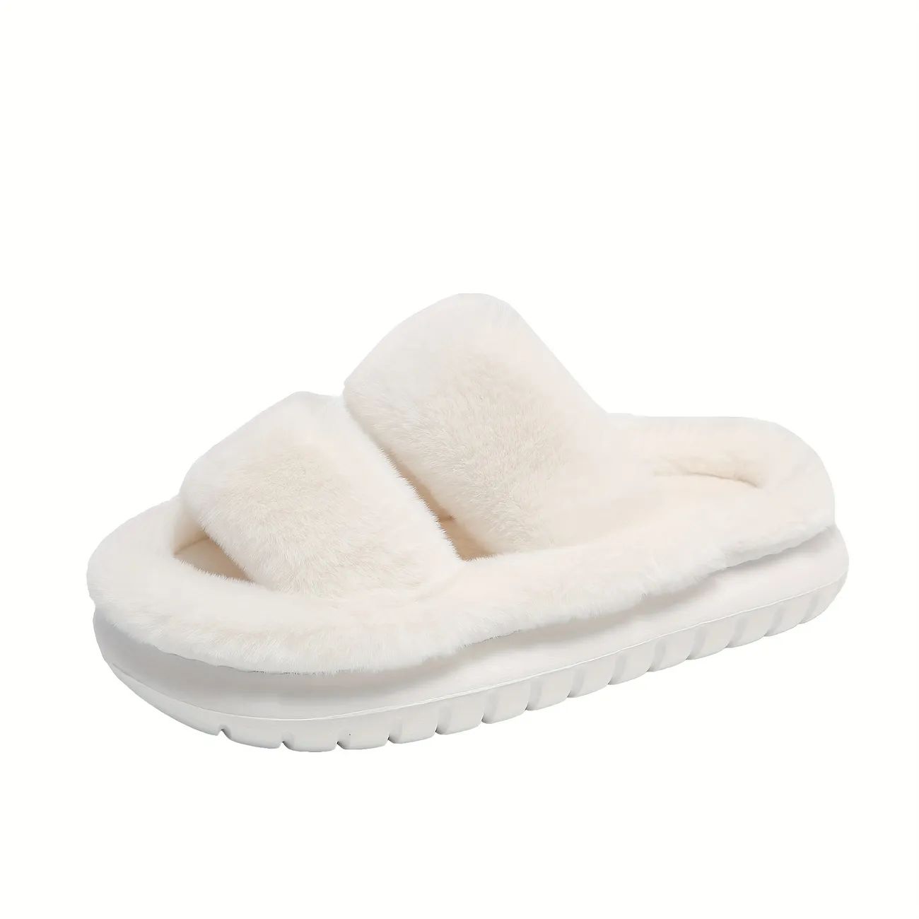Women's Fuzzy Plush House Slippers, Comfy Open Toe Bedroom Fluffy Shoes, Indoor Warm Slippers | Temu Affiliate Program