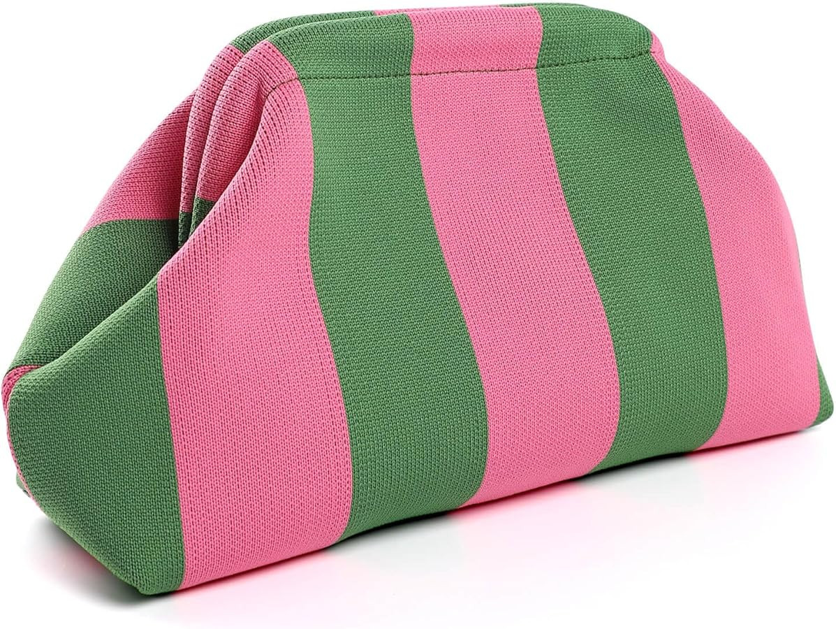 Woven Dumpling Bags for Women Pink and Green Purse Colorblock Clutch Crochet Purses Handbags Summ... | Amazon (US)