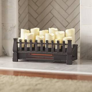 Home Decorators Collection Brindle Flame 20 in. Candle Electric Fireplace Insert with Infrared He... | The Home Depot