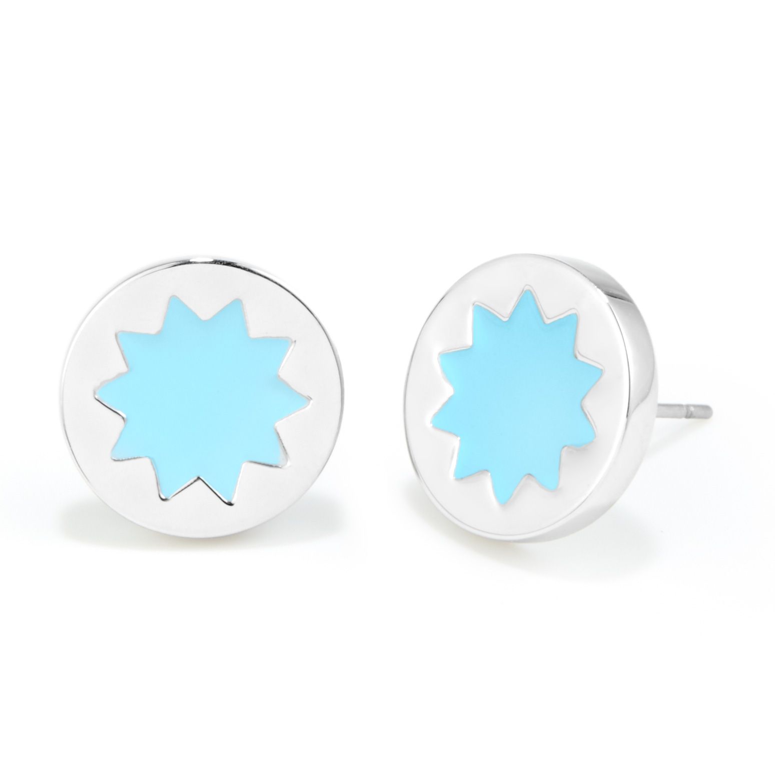 House of Harlow 1960 Mini Sunburst Stud Earrings in Light Blue and Silver - Clearance Final Sale | Eve's Addiction Jewelry