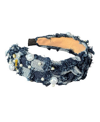 Women's Embellished Top Knot Headband - Patchwork Denim | Macy's