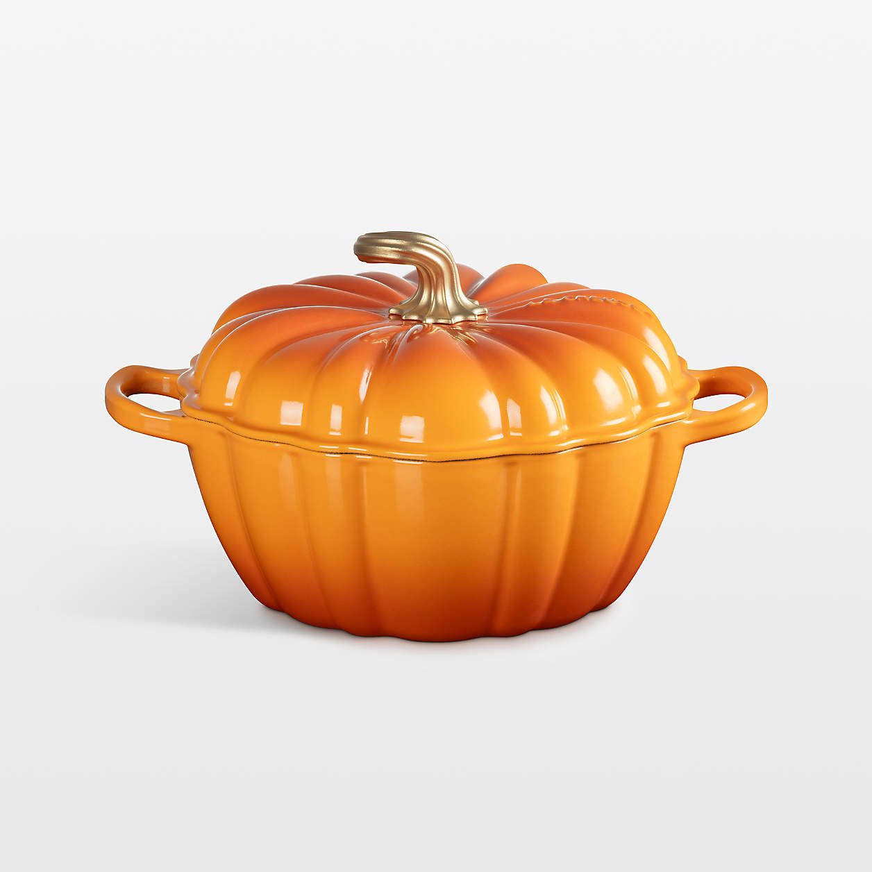 Le Creuset Chambray 4-Qt. Figural Pumpkin Cocotte + Reviews | Crate & Barrel | Crate & Barrel