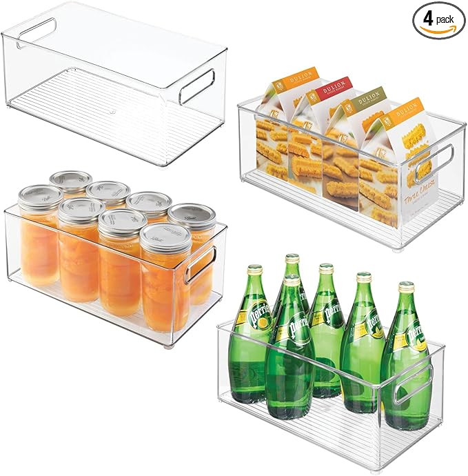 mDesign Deep Plastic Kitchen Storage Organizer Container Bin for Pantry, Cabinet, Cupboard, Shelv... | Amazon (US)