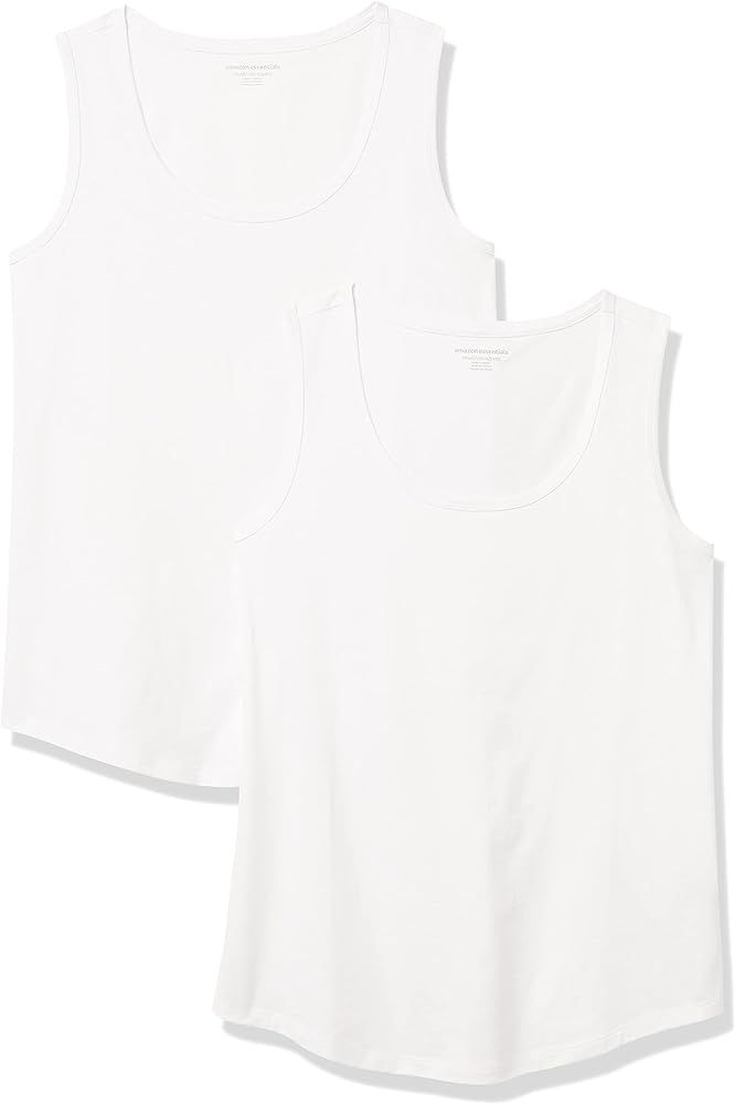 Amazon Essentials Women's Classic-Fit 100% Cotton Sleeveless Tank Top, Pack of 2 | Amazon (US)