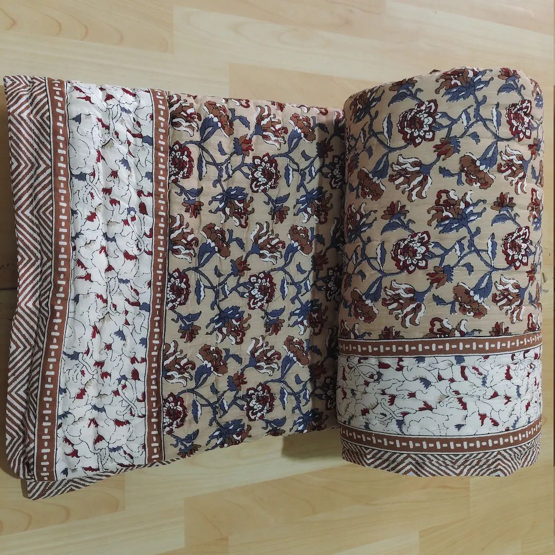 Indian Quilt/Handmade  Quilts/Jaipuri Razai/Soft Quilt/Hand Block Print Quilt /Jaipuri Famous Qui... | Etsy (US)