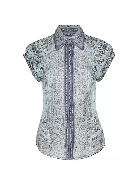 Matchmaker Paisley Linen-Silk Button-Front Blouse | Saks Fifth Avenue