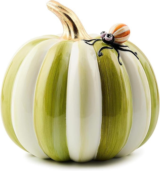 MACKENZIE-CHILDS Resin Pumpkin, Decorative Halloween Home Decor, Fergal’s Friend Spider, Moss S... | Amazon (US)