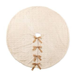 60 in. D Deluxe Reversible Milk Coffee Twisted Faux Marten Fur/Korean Fleece Christmas Tree Skirt | The Home Depot