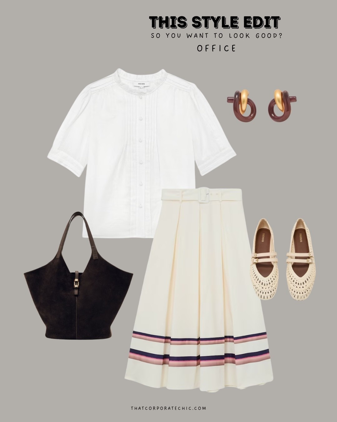 Simple workwear - white blouse and midi skirt 

#LTKstyletip #LTKworkwear #LTKsummer