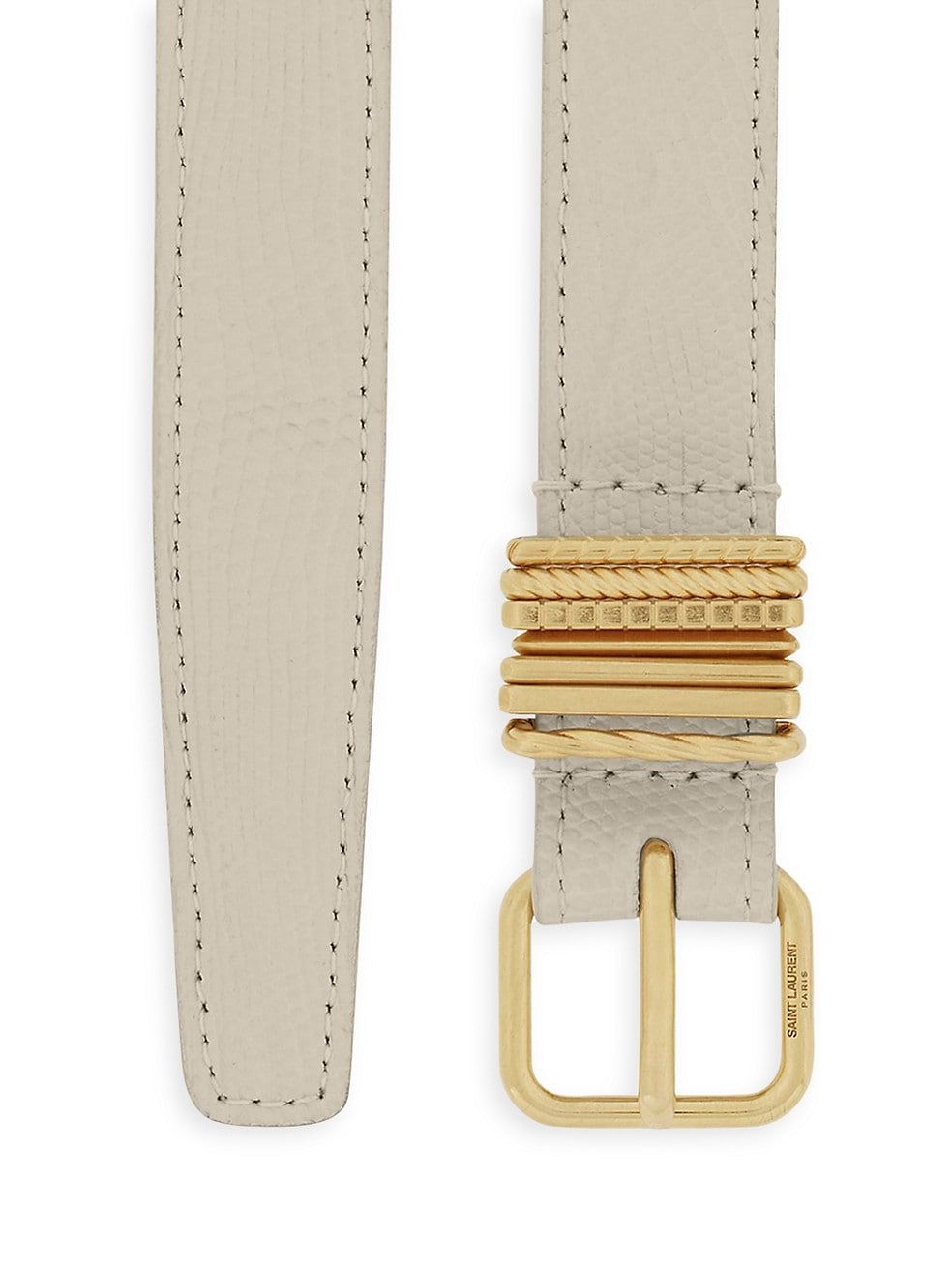 Saint Laurent Stacked-Loop Lizard-Embossed Leather Belt | Saks Fifth Avenue