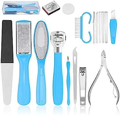 Pedicure Kit, Baban 17 in 1 Foot File Foot Scrubber Callus Remover Set with Nail Clippers, Profes... | Amazon (US)
