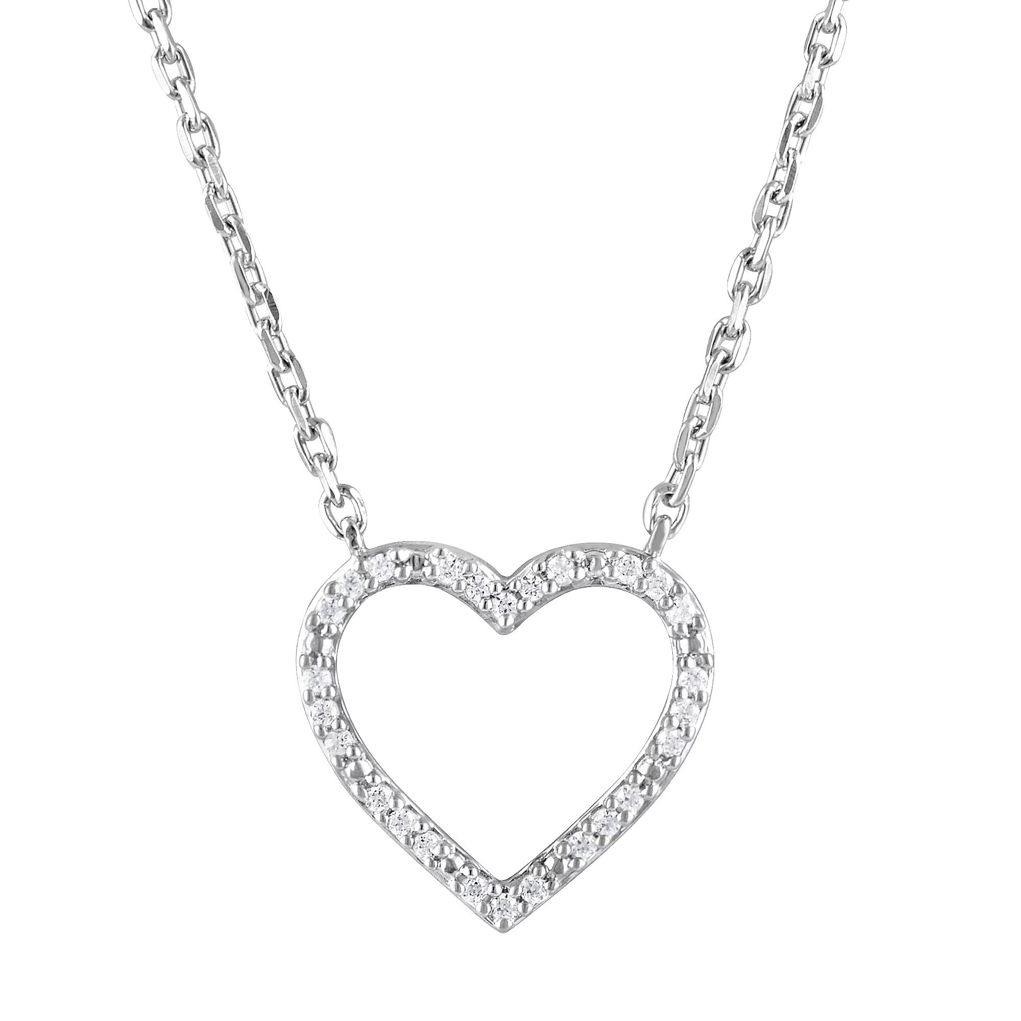 Brilliance Fine Jewelry 0.10 ct Diamond Women's Heart Pendant Necklace in Sterling Silver, (I-J, ... | Walmart (US)