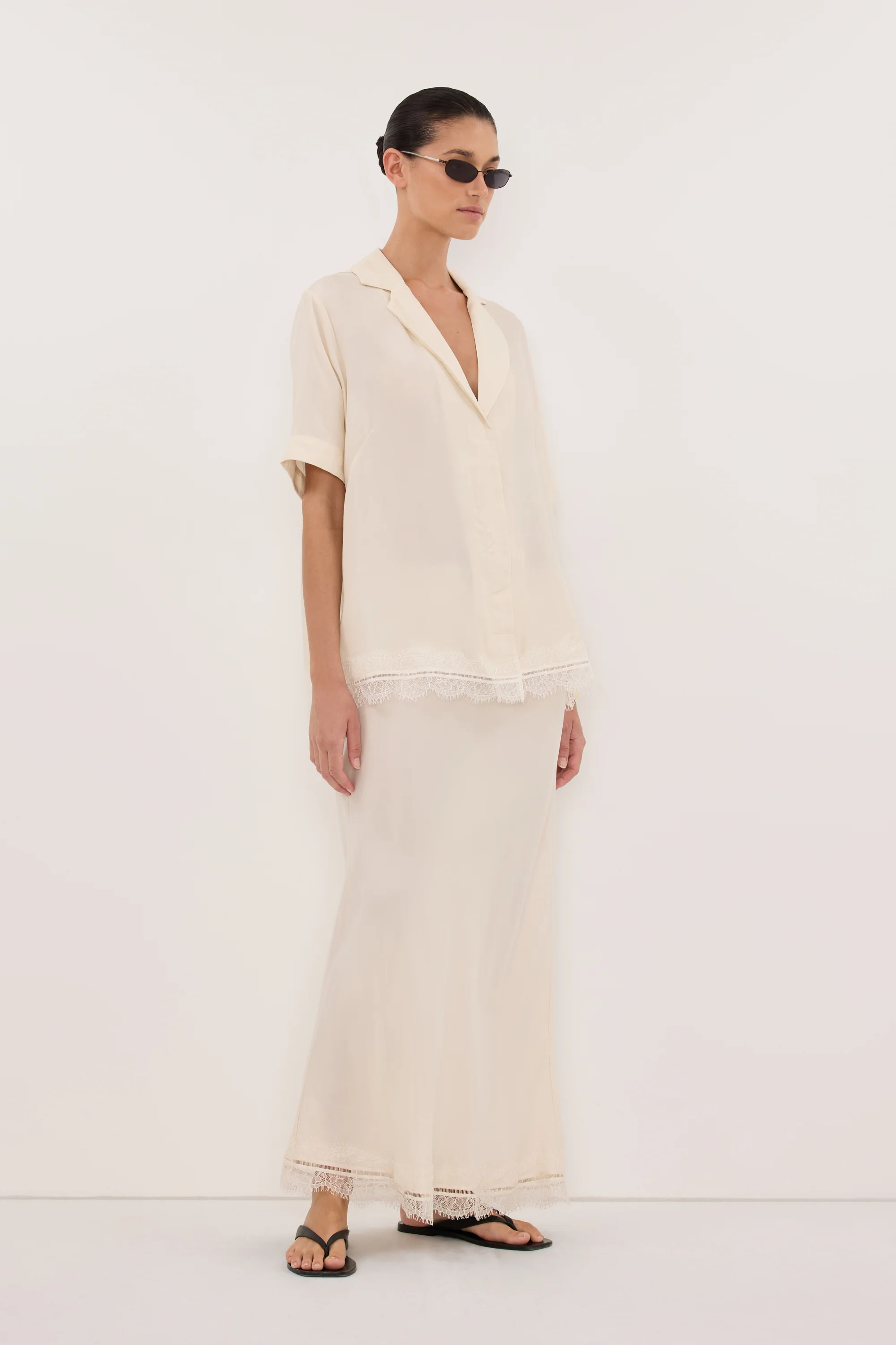ANDREA SANDSTONE CUPRO LACE SHIRT | DISSH