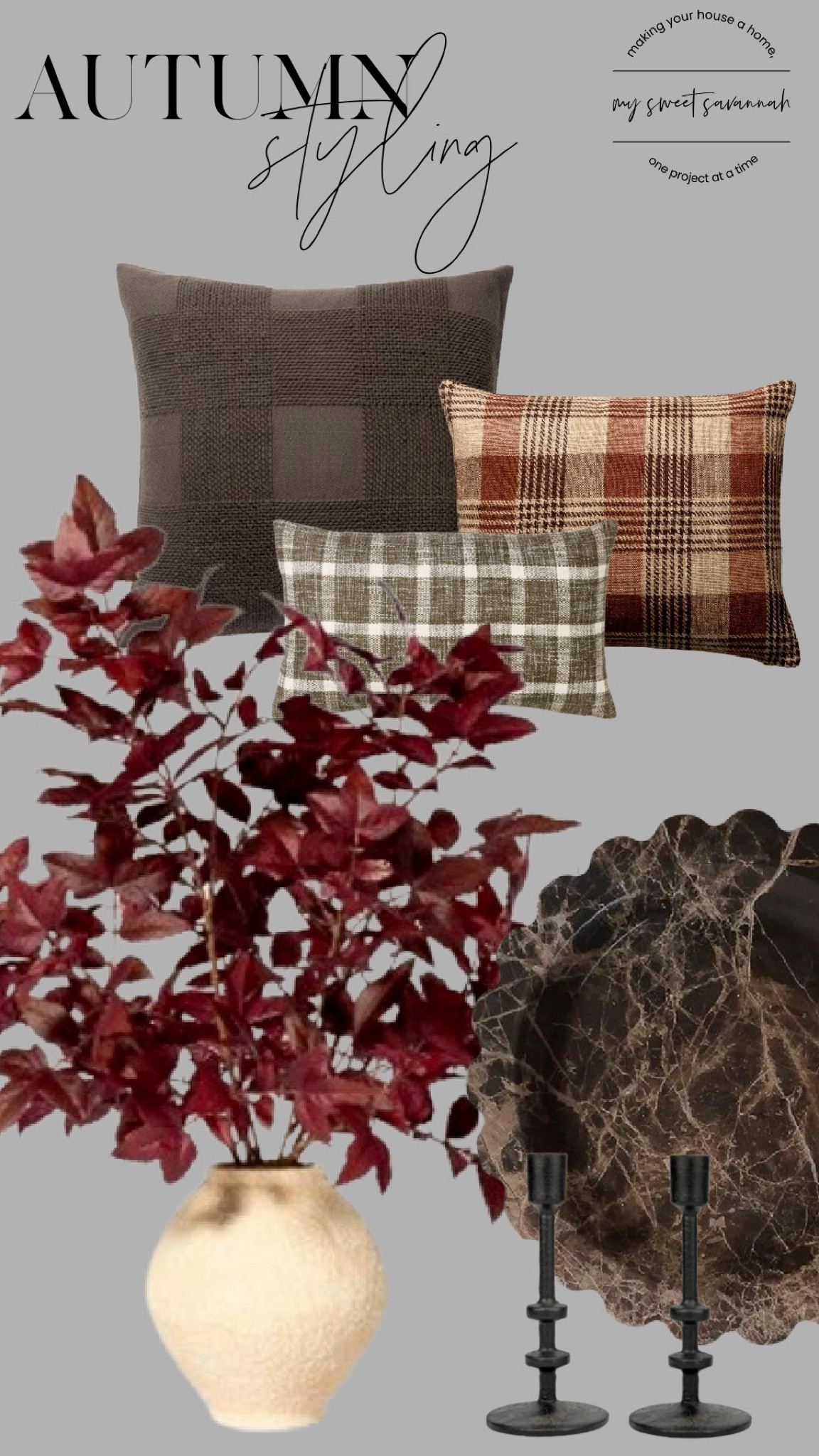 "LCozy up for fall with my autumn favorites! 🍂 Plaid pillows, rich textures, faux foliage, a stunning marble scalloped tray, and chic candle holders create the perfect warm and inviting vibe for the season. Shop these stylish pieces to elevate your fall decor!"l

#LTKFindsUnder100 #LTKHome #LTKSaleAlert