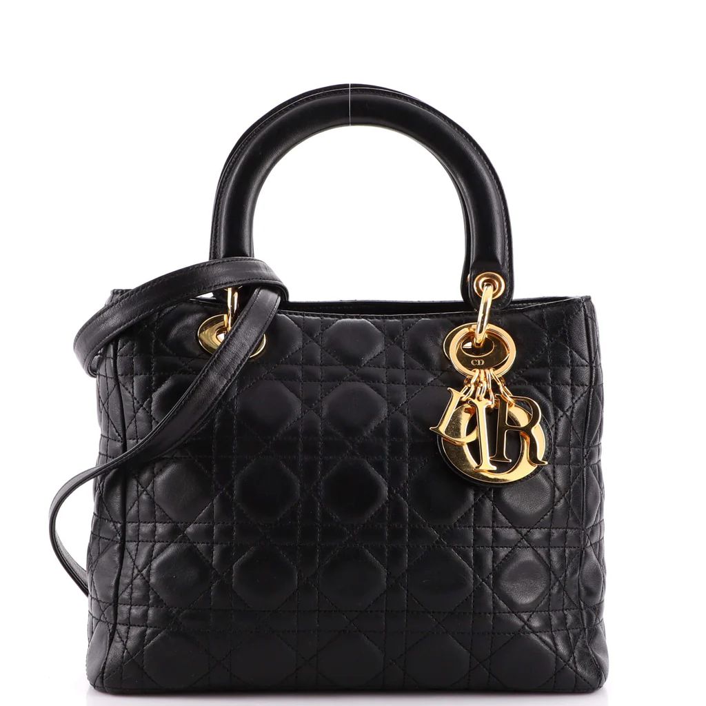 Lady Dior Bag Cannage Quilt Lambskin Medium | Rebag