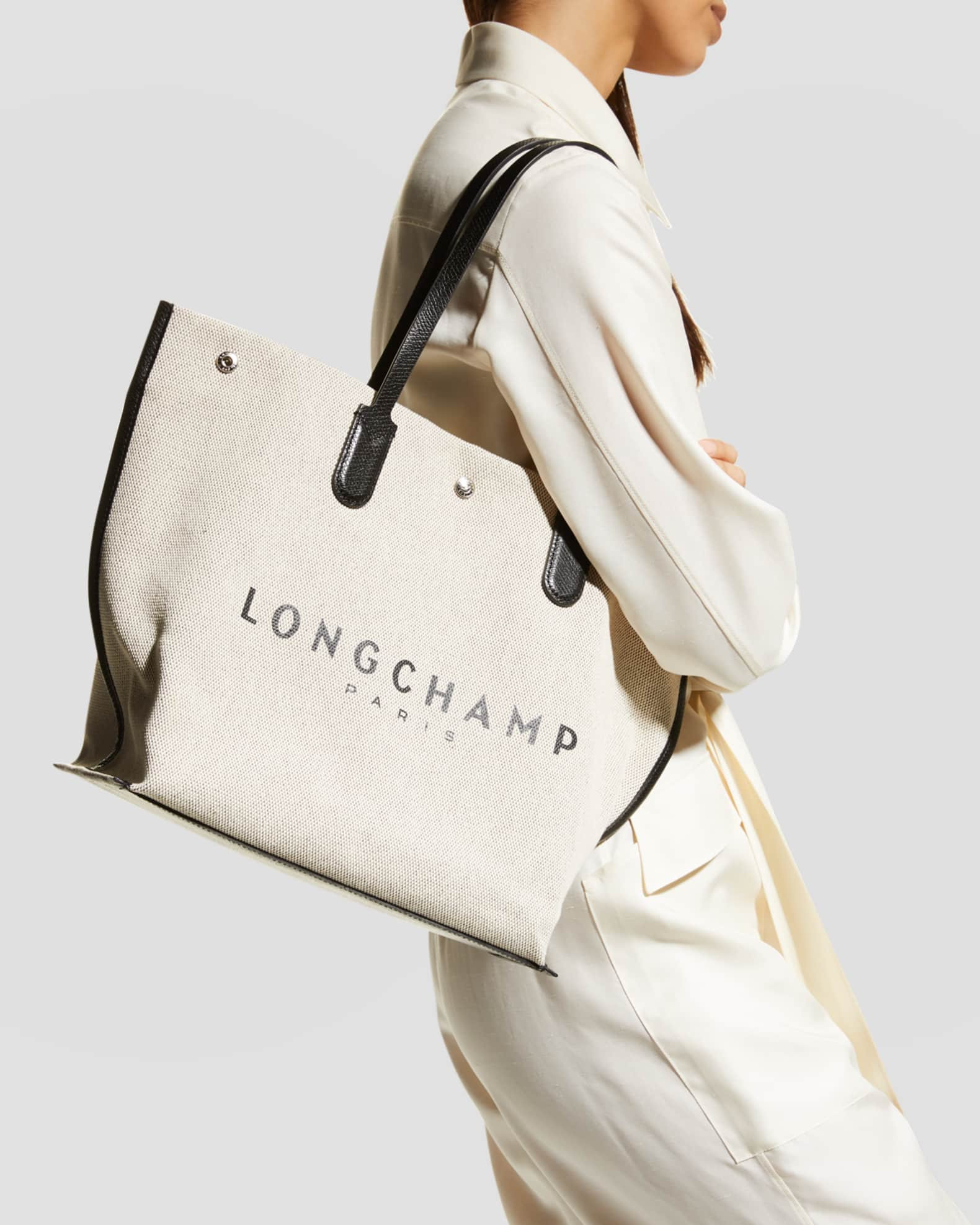 Longchamp Horse Logo Essential Canvas Tote Bag | Neiman Marcus