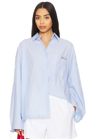 Rosalyn Button Down Shirt in Blue Stripe | Revolve Clothing (Global)