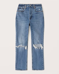 Curve Love Ultra High Rise Ankle Straight Jeans | Abercrombie & Fitch (US)