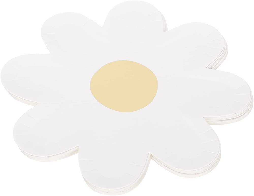 LUOZZY 20Pcs Disposable Paper Plates Daisy Flower Shape Food Tray Tableware for Baby Shower Picni... | Amazon (US)
