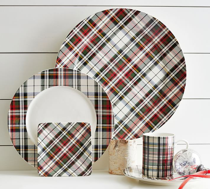 Denver Plaid Stoneware 16-Piece Dinnerware Set | Pottery Barn (US)