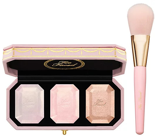 Too Faced Diamond Light Highlighter Palette Trio w/ Brush | QVC