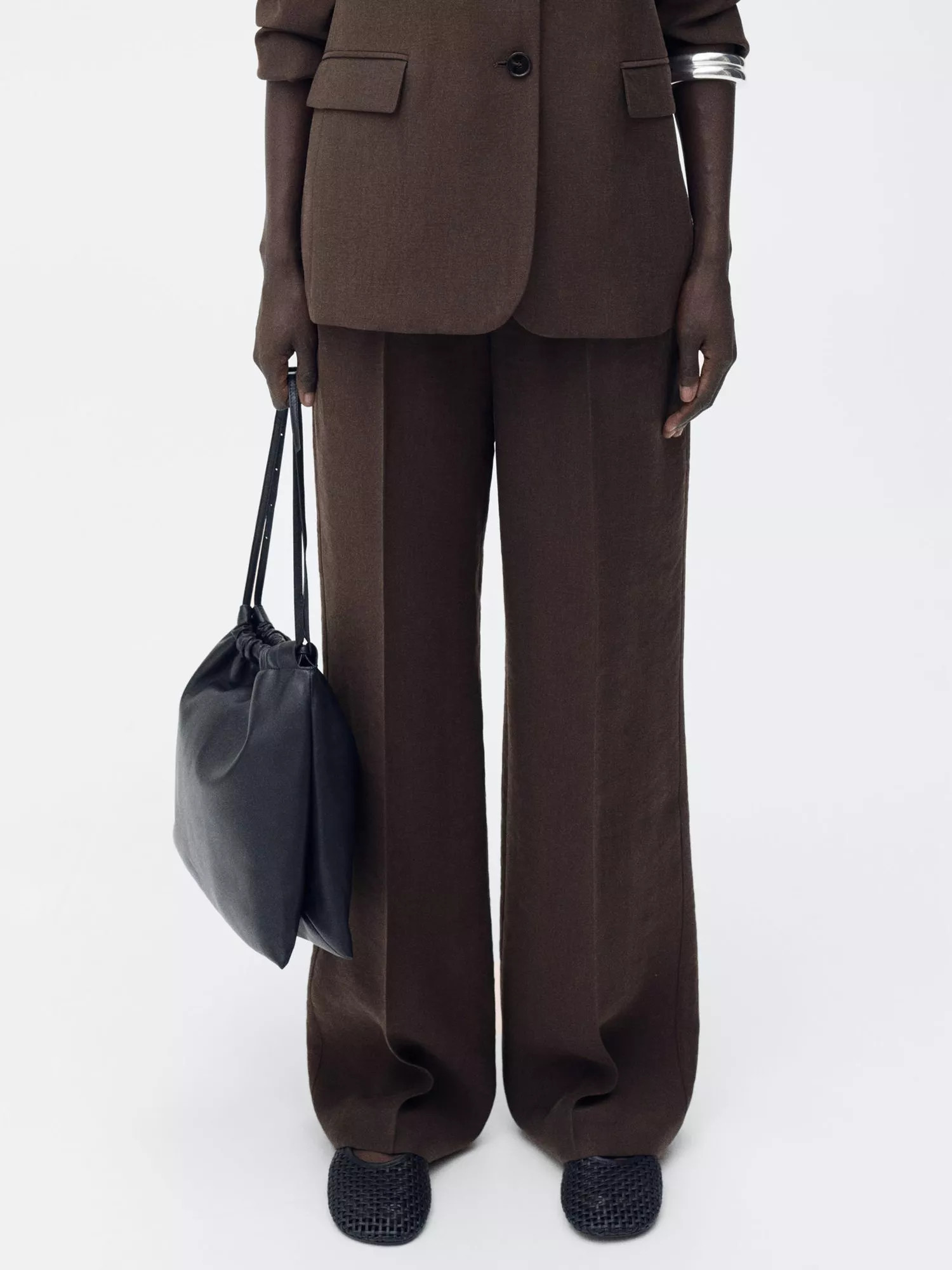 MangoVeronica Straight Trousers, Brown, 6 | John Lewis (UK)