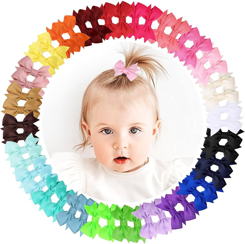 48PCS OAOLEER Fully Lined Hair Clips and Bows for Baby Girls, Infants & Toddlers - Tiny Alligator... | Amazon (US)