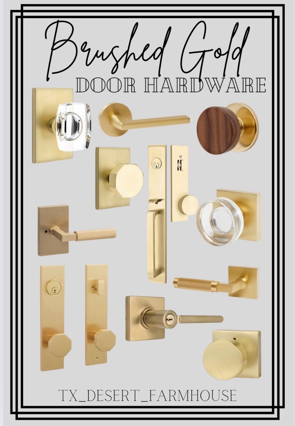 Brushed Gold Door Knobs & Handles

Emtek Contemporary Tubular Entry Set: Lausanne Style with Round KNOB on The Interior Side. 2 Backset Sizes Included 2-3/8 in. and 2-3/4 in. Color: Satin Brass, Model: 4819-US4

Emtek Privacy Set, Modern Rectangle Rosette, Octagon Knob (Satin Brass)

455439 Ambrus Solid Brass Keyed Entry Door Knob Set with 2-3/4" Backset

Florence Satin Gold Door Knob with Crystal Handle

Ibiza Solid Brass Gold Satin Door Lever with Knurled Handle

Champagne Solid Brass Satin Gold Lever Door Handle

Tonebridge Brushed Gold Keyed Entry Door Lever with Square Rose

Tumalo Walnut Knob Tube Latch Interior Door Set, Round Backplate

goldenwarm Privacy Gold Interior Door Knobs, Zinc-Alloy Heavy Duty Interior Door Knobs Bedroom, Contemporary Brass Door Knobs Privacy, Brushed Gold Door Knobs Interior for Bathroom(3 Pack)

Emtek Privacy Set, Modern Rectangle Rosette, Modern Windsor Crystal Knob (Satin Brass)

#doorknob #doorhandle #exteriorknob #interiorknob #brushedgolddoorhandle #brushedgolddoorknob #brassdoorhandle #brassdoorknob #privacylock #privacyhandle #lock #passagedoorknob #passagedoorhandle 

 #LTKFamily #LTKStyleTip

#LTKHome #LTKFindsUnder100 #LTKSaleAlert