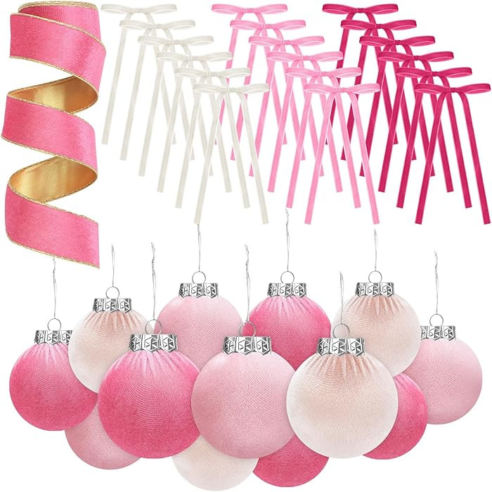 Syhood 38 Pcs Christmas Velvet Ornaments Decor Kit 2.36'' 18 Pcs Christmas Tree Ornaments Balls 1... | Amazon (US)