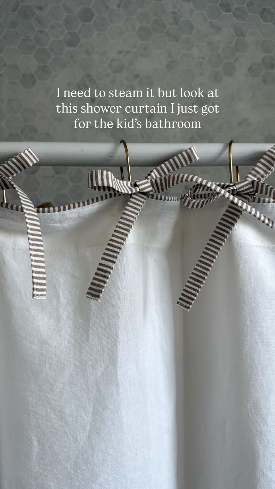 I need to steam it but look at this shower curtain I just got for the kid’s bathroom