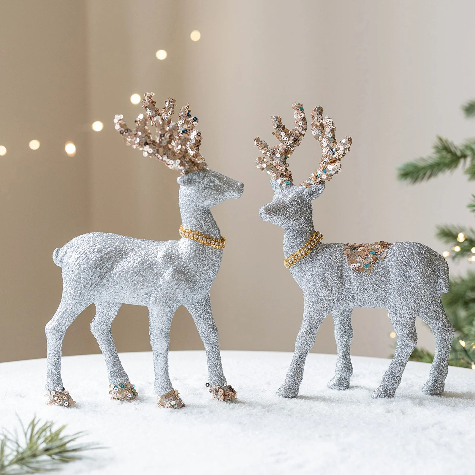 Christmas Reindeer Figures Verdsylv 2 Pcs Glitter Christmas Reindeer Figures, Festive Family Holi... | Walmart (US)