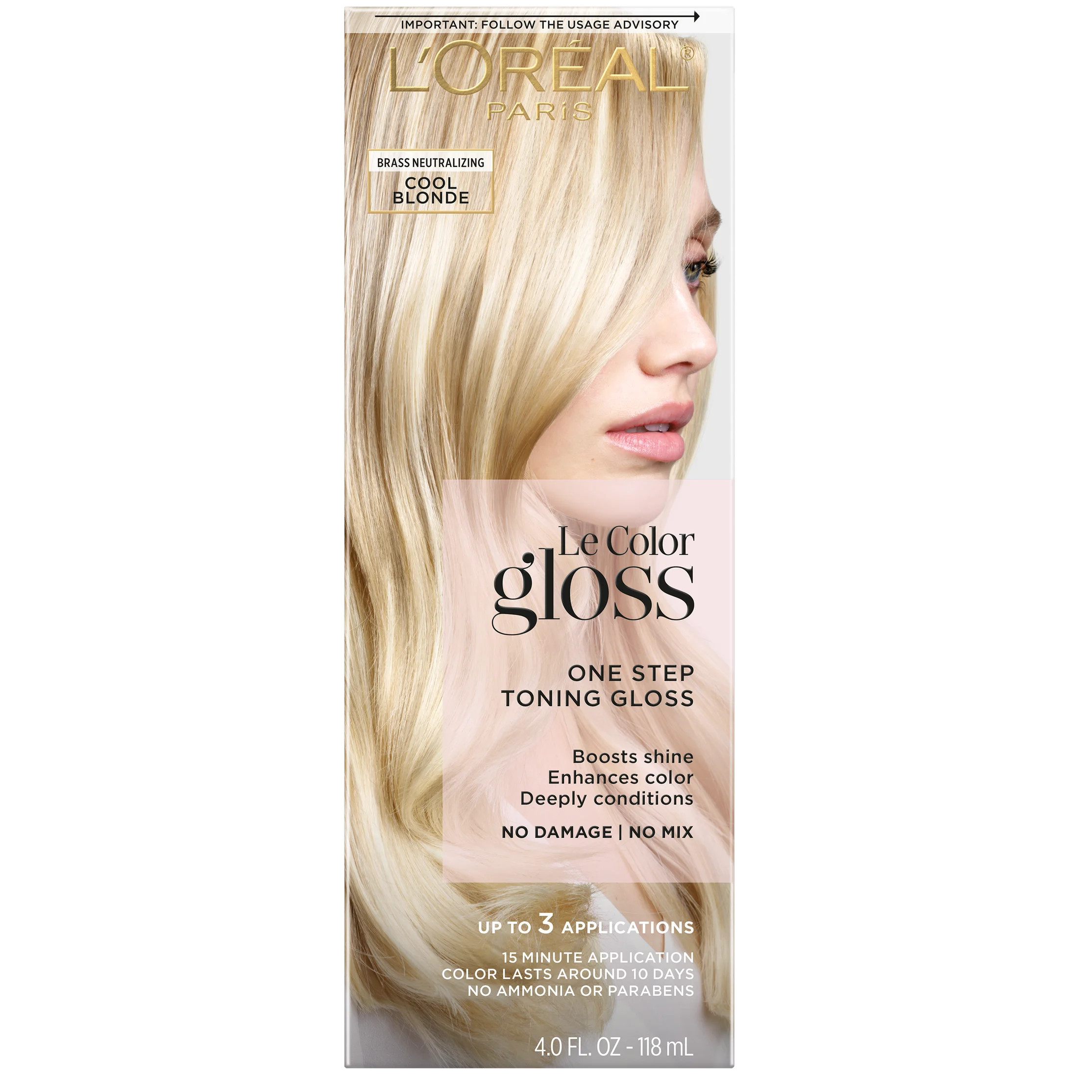 L'Oreal Paris Le Color Gloss One Step In-Shower Toning Gloss Hair Color, Cool Blonde, 4 fl oz | Walmart (US)