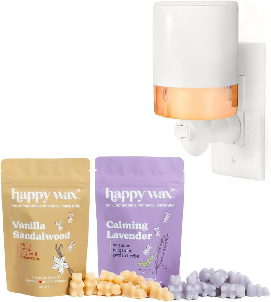 Happy Wax Outlet Warmer w/6oz Collection Pack of Scented Wax - Compact Wall Plug in Wax Melt Warm... | Amazon (US)