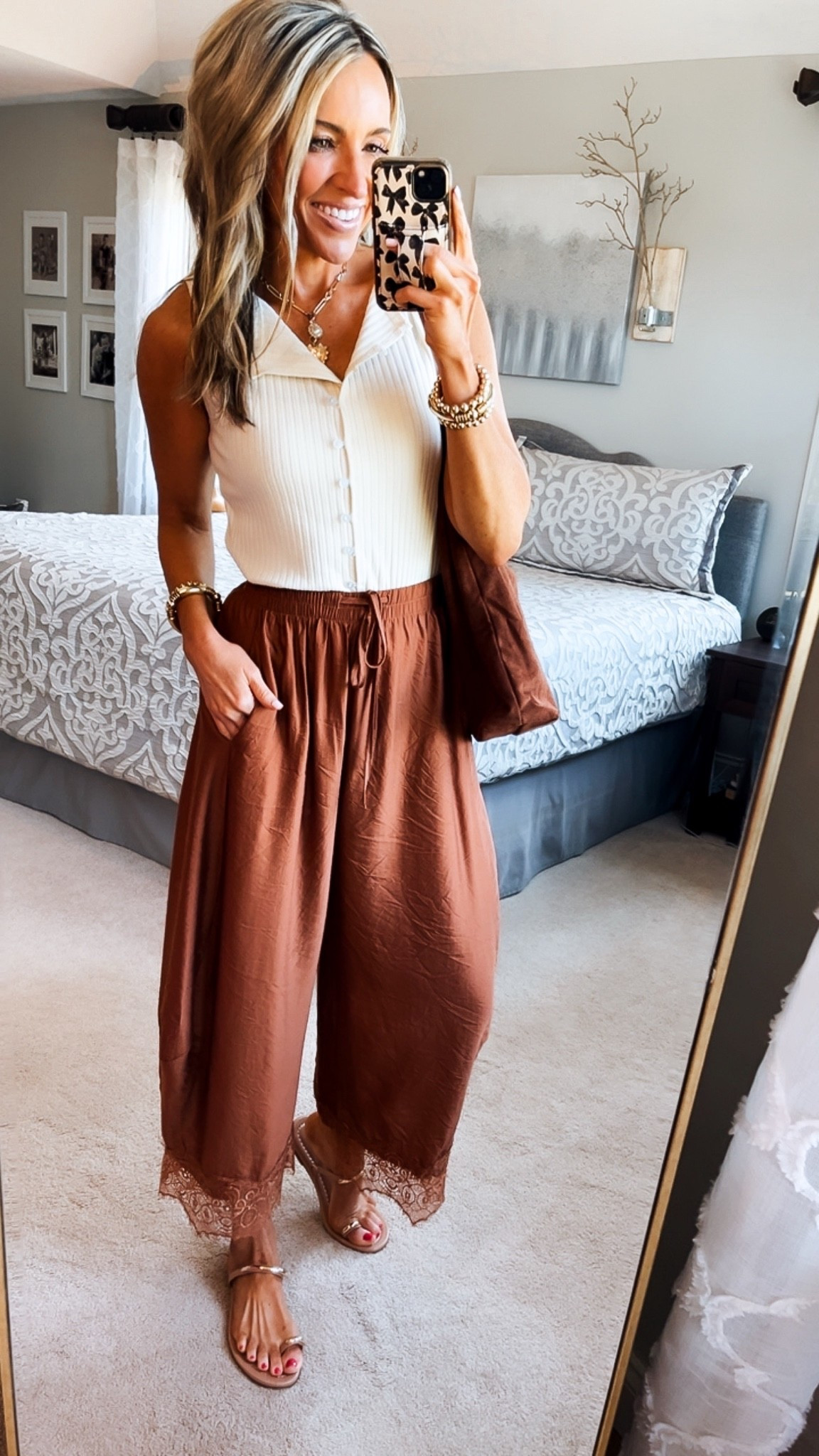 Loving the new lace hem pants trend! Perfect for casual days, workwear, travel & church. Super comfy and stylish! Pants- Wearing xs. Top- small, apricot. Cardigan- small, khaki

#LTKSeasonal #LTKootd #LTKPetite