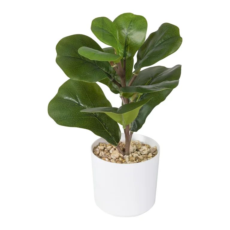 12-inch x 4-inch Artificial Fiddle Leaf Greenery Plant in White Pot, Green, for Indoor Use, by Ma... | Walmart (US)