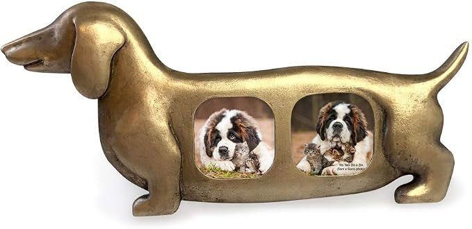 Isaac Jacobs Double 2x2 Resin Sentiments Dog Shaped Picture Frame, Photo Gift for Pet Puppy, Tabl... | Amazon (US)