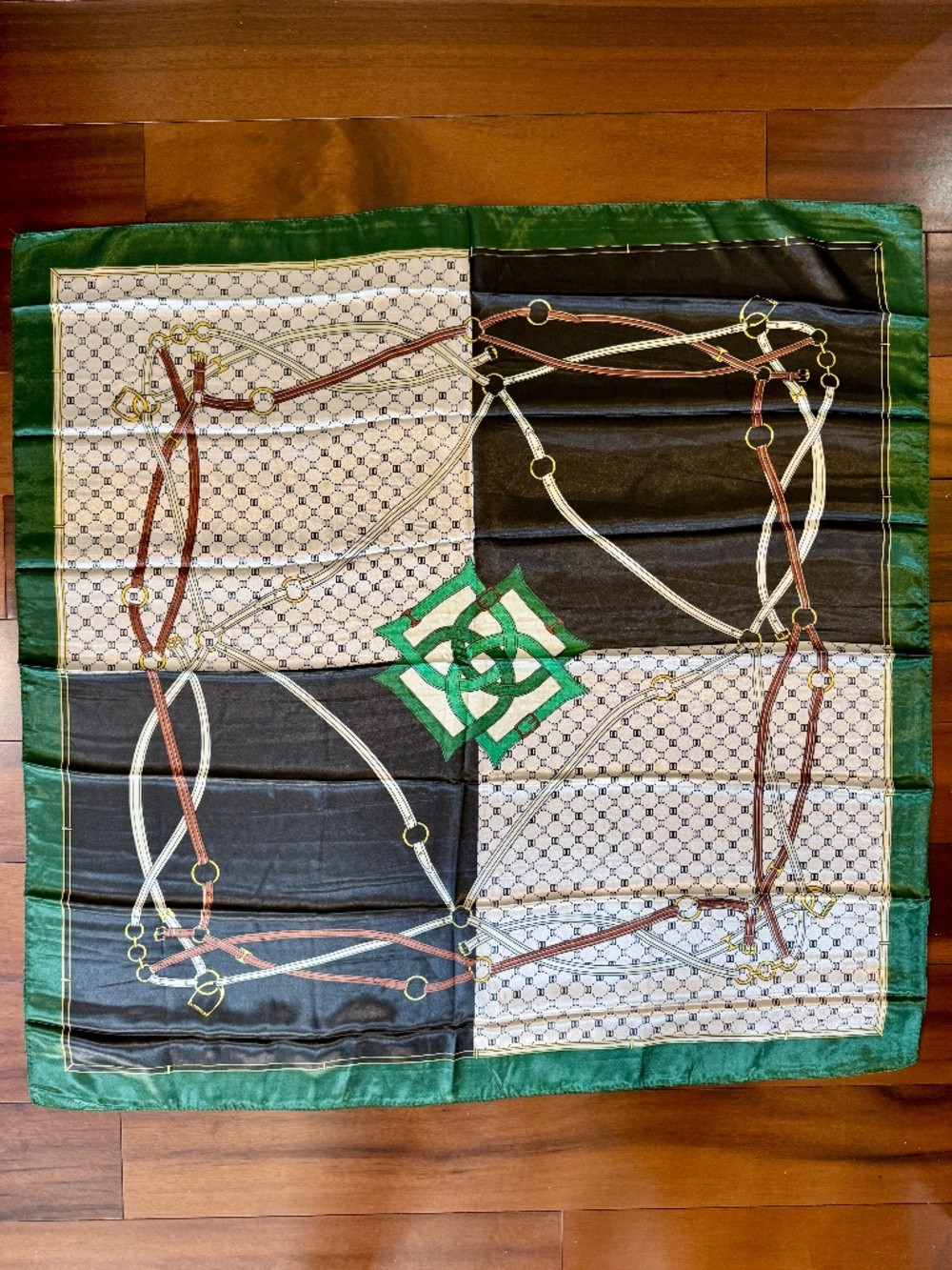 WOMEN'S GREEN SILKY FEEL ABSTRACT PRINTED SQUARE SCARF - NEW IN PACKAGE | Poshmark