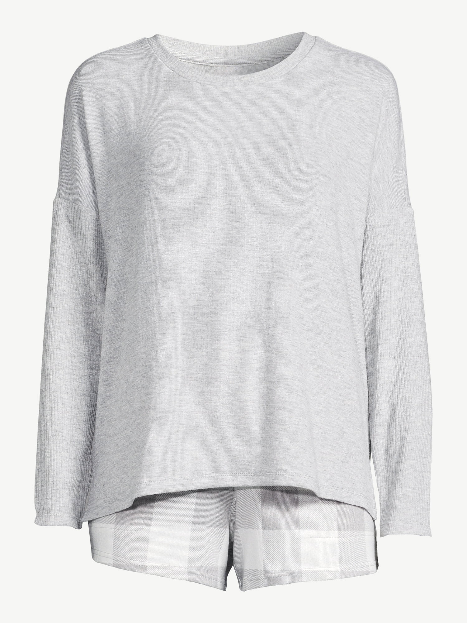 Joyspun Women’s Long Sleeve Top and Shorts Pajama Set, 2-Piece, Sizes up to 3X - Walmart.com | Walmart (US)