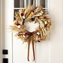 24IN Wreath Tricolor Mum Wheat Yellow | The Container Store