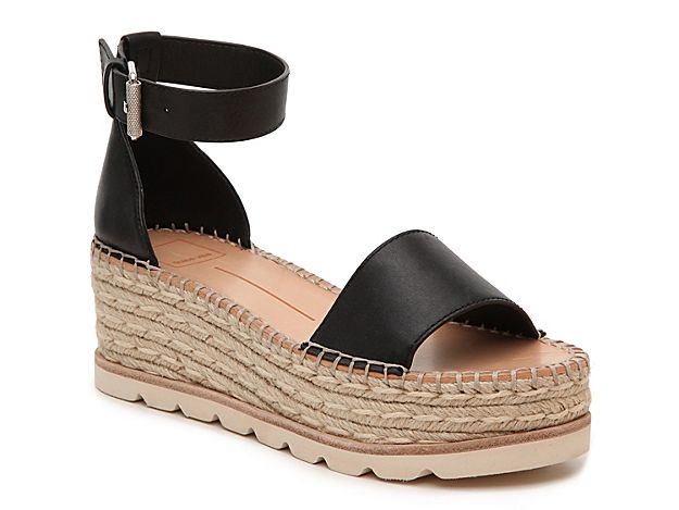 Dolce Vita Larita Espadrille Wedge Sandal - Women's - Black Leather | DSW