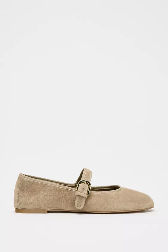 SUEDE STRAP BALLET FLATS | Zara UK