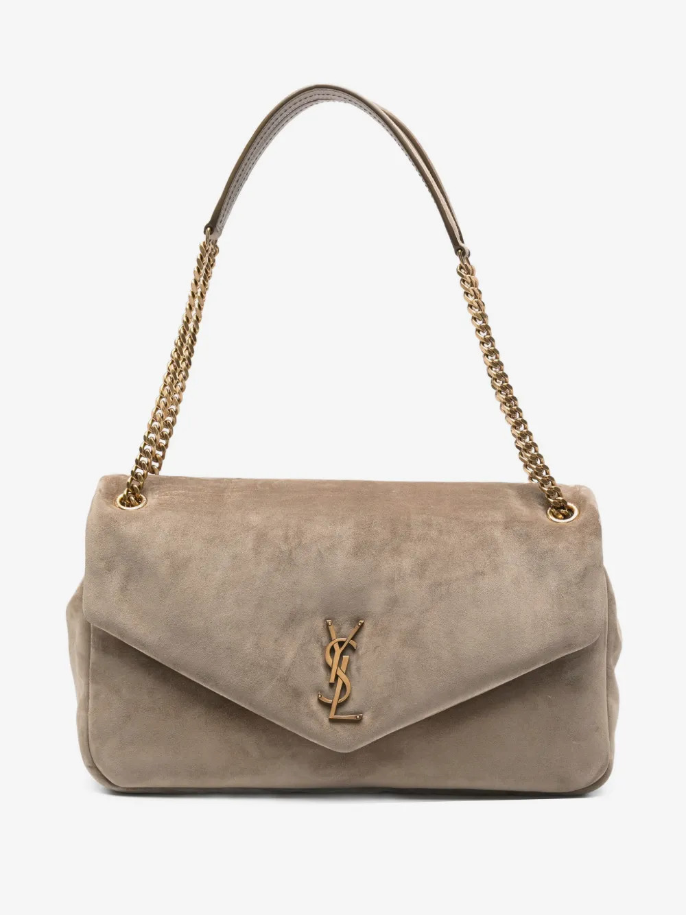 Saint Laurent large Calypso suede shoulder bag - Neutrals | Farfetch Global