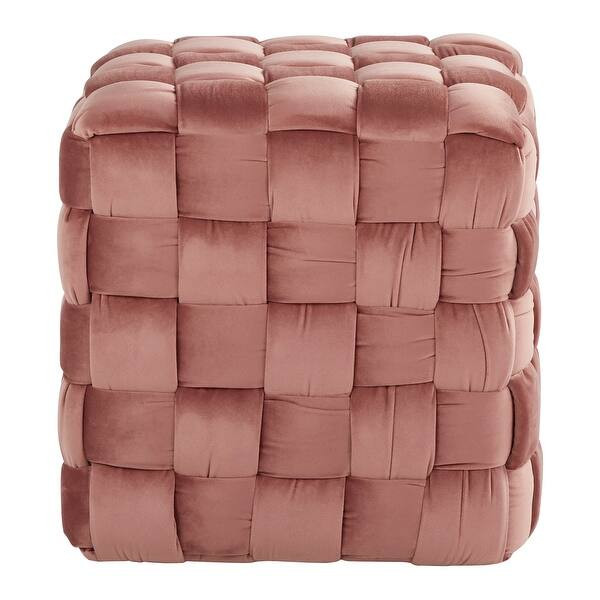 Silver Orchid Camilla Braided Square 16" Ottoman - Blush Pink | Bed Bath & Beyond