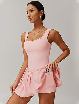 Womens Tennis Golf Dress with Built-in Bra Shorts Backless Square Neck Mini Puffy Skirt Athletic ... | Amazon (US)