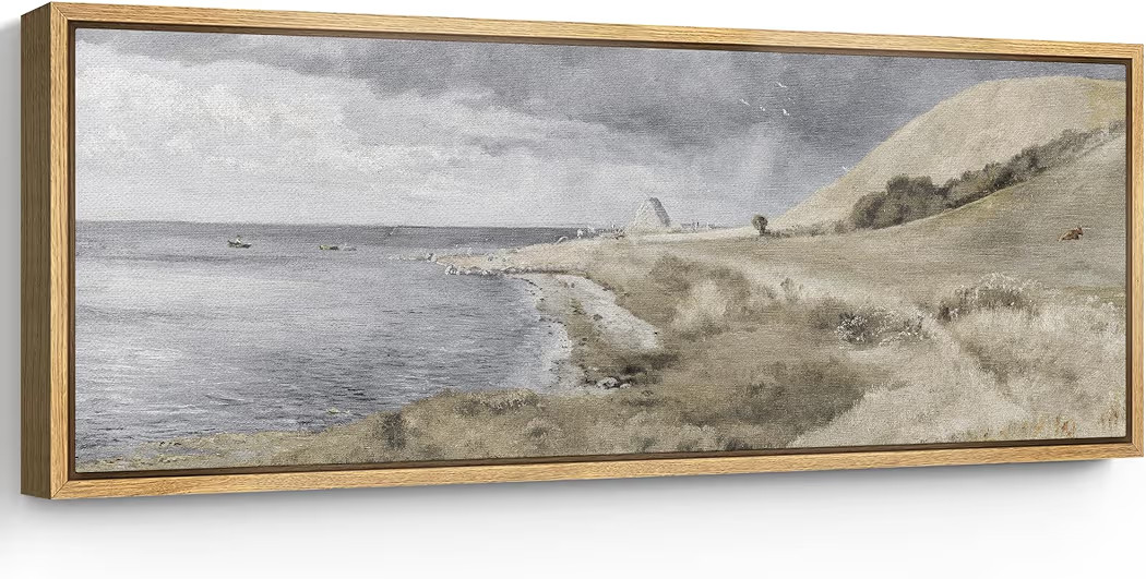 SIGNFORD Large Framed Canvas Print Wall Art Coastal Dunes Landscape Serene Seaside Illustrations ... | Amazon (US)