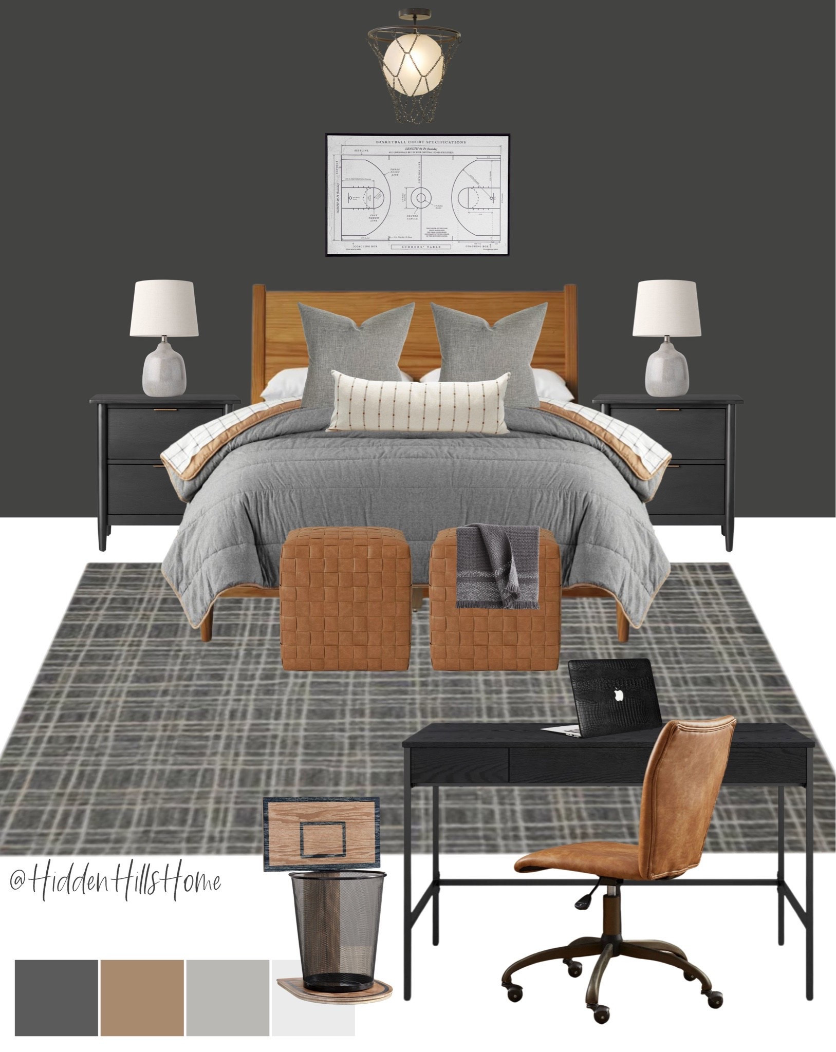 Teen boys bedroom decor, boys room decor mood board, teenage boys bedroom ideas, home decor, masculine bedroom design #boysroom
Wall color is SW Iron Ore

#LTKHome #LTKSaleAlert #LTKKids